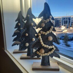 Handmade Felt Christmas Trees – Set of 3 | Scandinavian Winter Décor | Minimalis